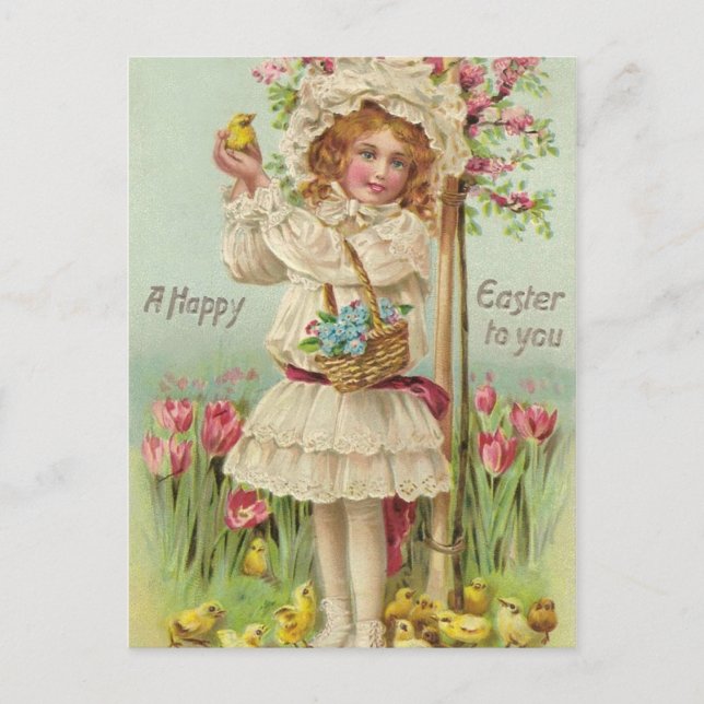 Vintage Happy Easter Holiday Postcard (Front)