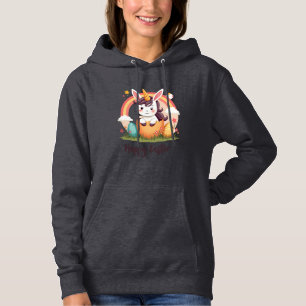 Vintage Happy Easter Unicorn Rainbow Egg Cute Kids Hoodie