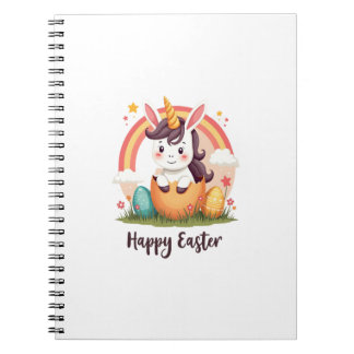 Vintage Happy Easter Unicorn Rainbow Egg Cute Kids Notebook
