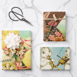 Vintage Happy Easter Wrapping Paper Sheets