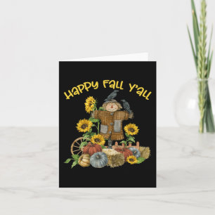 Vintage Happy Fall Y'all Scarecrow Thanksgiving Ha Card