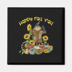 Vintage Happy Fall Y'all Scarecrow Thanksgiving Ha Magnet
