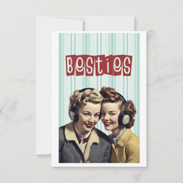 Vintage Happy Galentine’s Day Bestie Card (Front)