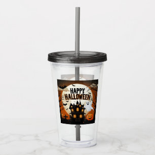Vintage happy Halloween art Acrylic Tumbler