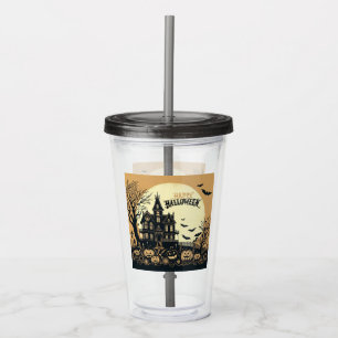 Vintage happy Halloween art Acrylic Tumbler
