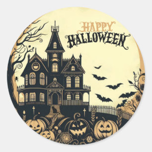 Vintage happy Halloween art Classic Round Sticker