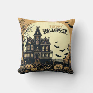 Vintage happy Halloween art Cushion