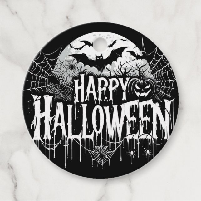 Vintage happy Halloween art Favour Tags (Front)