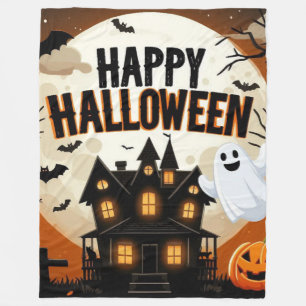 Vintage happy Halloween art Fleece Blanket