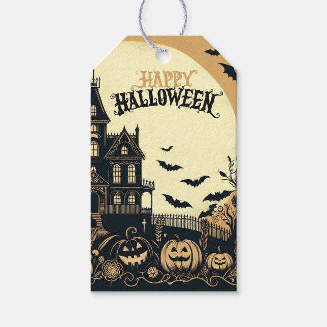 Vintage happy Halloween art Gift Tags (Front)