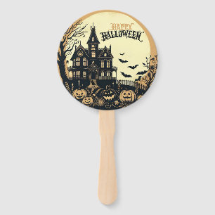 Vintage happy Halloween art Hand Fan