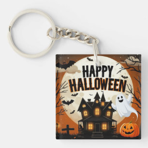 Vintage happy Halloween art Key Ring