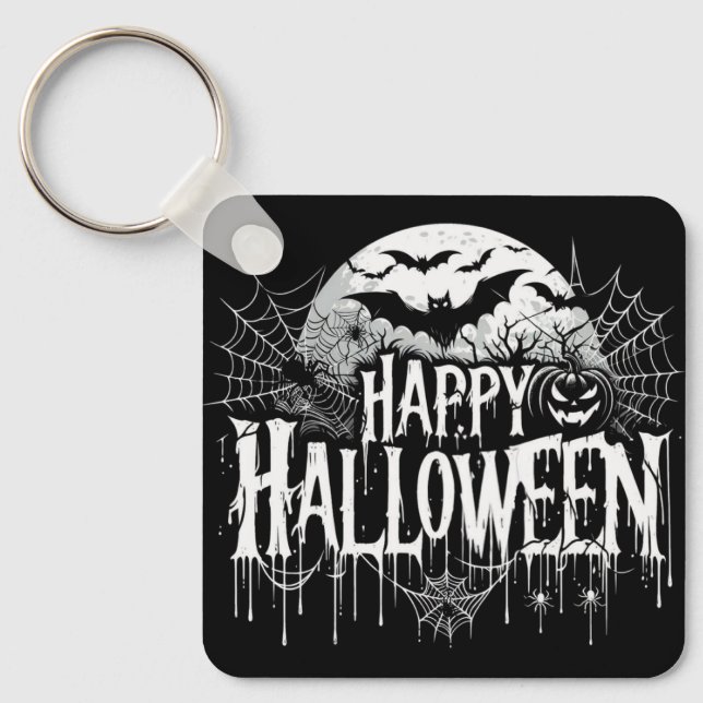 Vintage happy Halloween art Key Ring (Front)