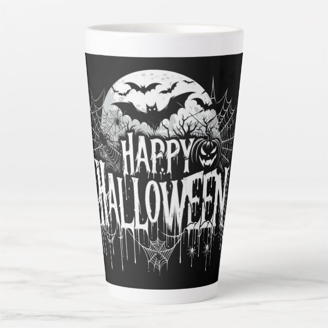 Vintage happy Halloween art Latte Mug (Front)