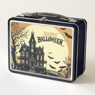 Vintage happy Halloween art Metal Lunch Box