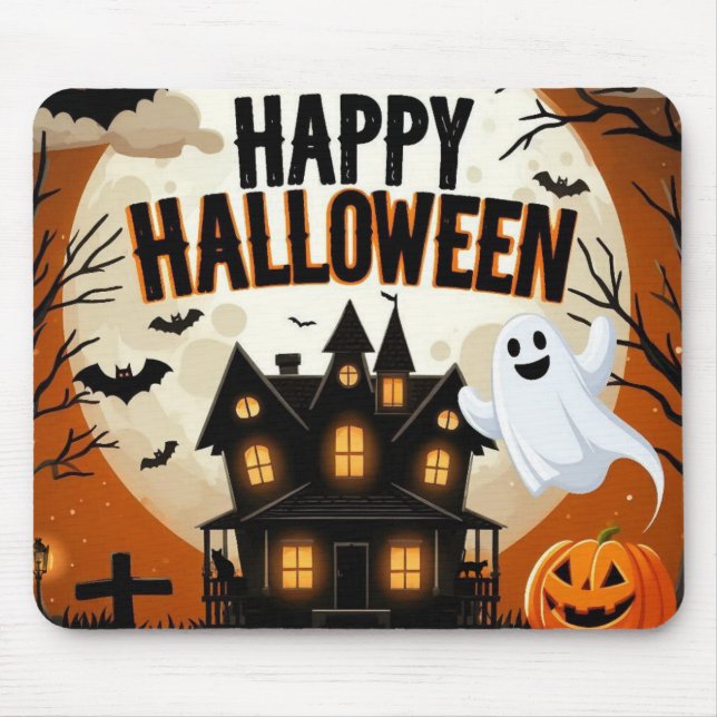 Vintage happy Halloween art Mouse Pad (Front)