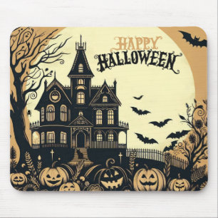 Vintage happy Halloween art Mouse Pad
