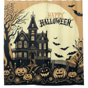 Vintage happy Halloween art Shower Curtain