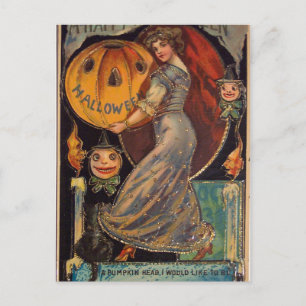 Vintage Happy Halloween card, Jack Olantern Postcard