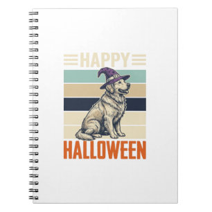 Vintage Happy Halloween Dog Witch Hat Shirt Design Notebook