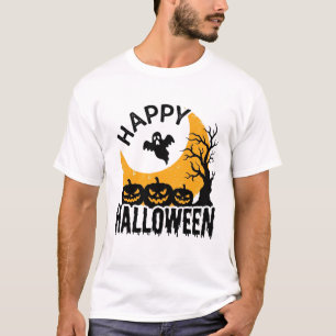 Vintage Happy Halloween Ghost Pumpkin Shirt Design