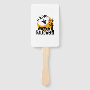 Vintage Happy Halloween Ghost Pumpkin Shirt Design Hand Fan