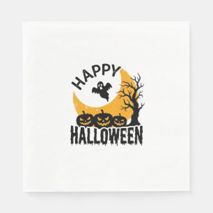 Vintage Happy Halloween Ghost Pumpkin Shirt Design Napkin