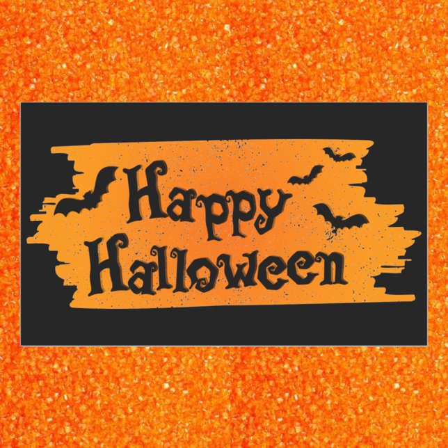 Vintage Happy Halloween Orange & Black  Rectangular Sticker (Creator Uploaded)