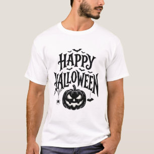 Vintage Happy Halloween Pumpkin Bat Shirt Design_1
