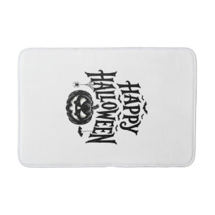Vintage Happy Halloween Pumpkin Bat Shirt Design_1 Bath Mat