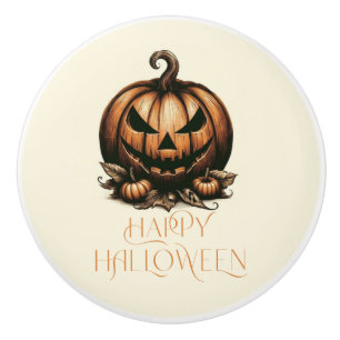 Vintage happy Halloween pumpkin Ceramic Knob