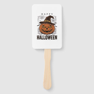 Vintage Happy Halloween Pumpkin Engraving Design_1 Hand Fan