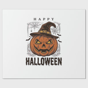Vintage Happy Halloween Pumpkin Engraving Design_1 Wrapping Paper