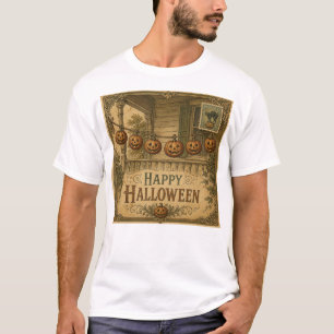 Vintage Happy Halloween Pumpkin Garland T-Shirt