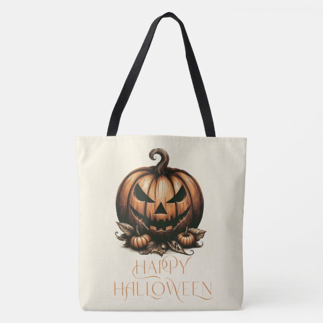 Vintage happy Halloween pumpkin Tote Bag (Front)