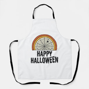 Vintage Happy Halloween Spider Web Vector Design_1 Apron