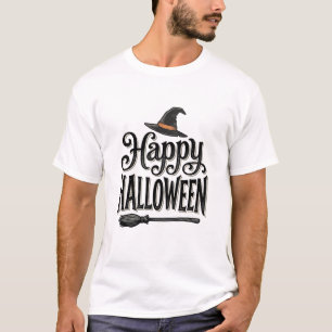 Vintage Happy Halloween Witch Hat Shirt Design_1
