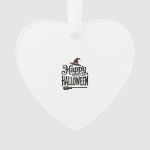 Vintage Happy Halloween Witch Hat Shirt Design_1 Ornament