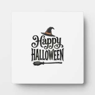 Vintage Happy Halloween Witch Hat Shirt Design_1 Plaque