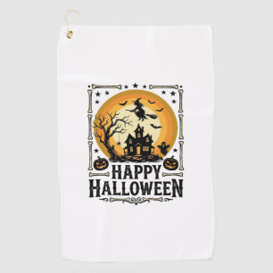 Vintage Happy Halloween Witch Moon Shirt Design_1 Golf Towel
