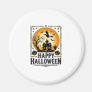 Vintage Happy Halloween Witch Moon Shirt Design_1 Magnet