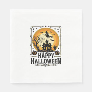 Vintage Happy Halloween Witch Moon Shirt Design_1 Napkin