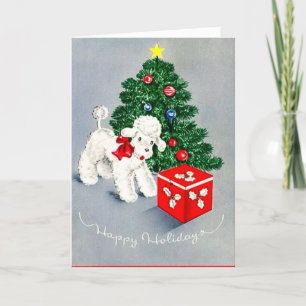 Vintage - Happy Holidays Poodle, Holiday Card