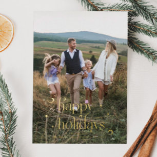 Vintage Happy Holidays Rustic Christmas Photo