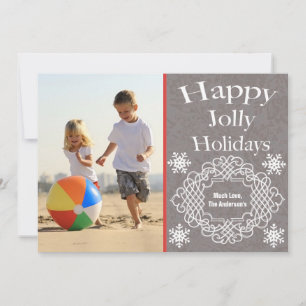 Vintage Happy Jolly Holidays Family Photo Card