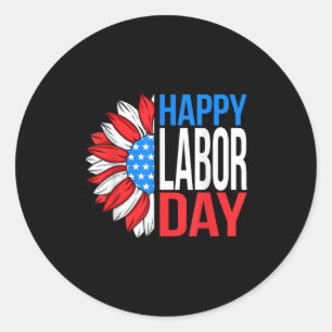Vintage Happy Labour Day Patriotic Sunflower Labou Classic Round Sticker