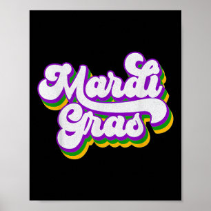 Vintage Happy Mardi Gras Beads Masquerade Costume  Poster