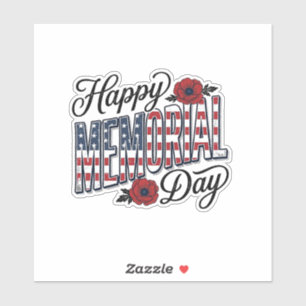 Vintage Happy Memorial Day Poppy Flag Shirt Design
