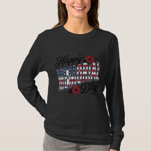 Vintage Happy Memorial Day Poppy Flag Shirt Design