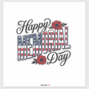 Vintage Happy Memorial Day Poppy Flag Shirt Design